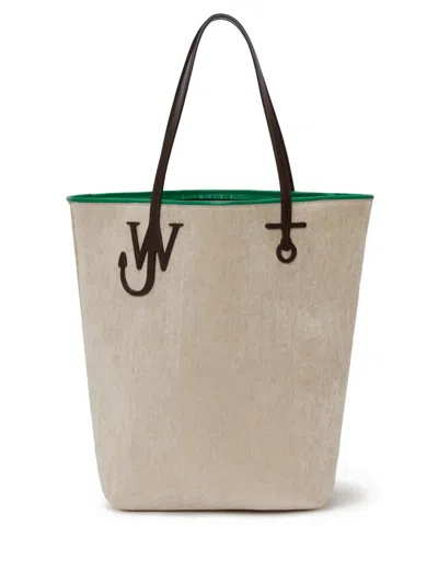 Jw Anderson Anchor Contrasting-trim Tote Bag In Neutrals