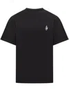 Jw Anderson Black Crewneck T-shirt With Anchor Embroidery On The Front In Cotton Man