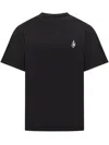 Jw Anderson Black Crewneck T-shirt With Anchor Embroidery On The Front In Cotton Man In Black