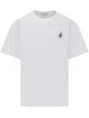 Jw Anderson Men White Crewneck T-shirt With Logo Embroidery On The Front In Cotton Man In White