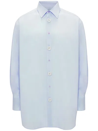 Jw Anderson Oversized Shirt With Ceramic Buttons In Blue