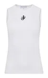 Jw Anderson Anchor-embroidered Cotton Vest In White