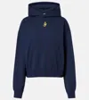 Jw Anderson Cropped Hoodie With Anchor Embroidery In Blue