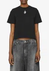 Jw Anderson Anchor Embroidered Cropped T-shirt In Black