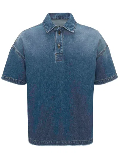 Jw Anderson Jeans-poloshirt Mit Ankerstickerei In Blau