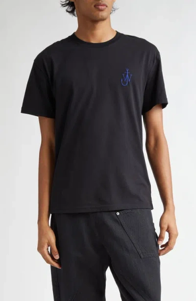 Jw Anderson Anchor Embroidery Back Print T-shirt In Black