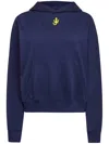 Jw Anderson Cropped Hoodie With Anchor Embroidery In Blue