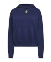 Jw Anderson Cropped Hoodie With Anchor Embroidery In Blue