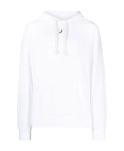 Jw Anderson Anchor-embroidered Hoodie In White