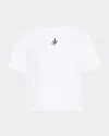 Jw Anderson Mens White Anchor-embroidery Crop Cotton-jersey T-shirt In White
