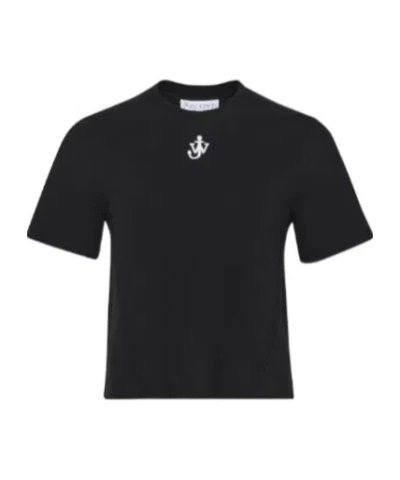 JW ANDERSON JW ANDERSON ANCHOR LOGO CROPPED PANELLED T-SHIRT