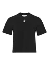 Jw Anderson Anchor Embroidered Cropped T-shirt In Negro