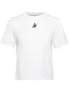 Jw Anderson J.w.anderson 'anchor Embroidery Pannelled Cropped' T Shirt In White