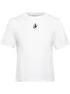 Jw Anderson Mens White Anchor-embroidery Crop Cotton-jersey T-shirt In White