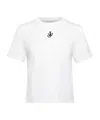 Jw Anderson Mens White Anchor-embroidery Crop Cotton-jersey T-shirt In White