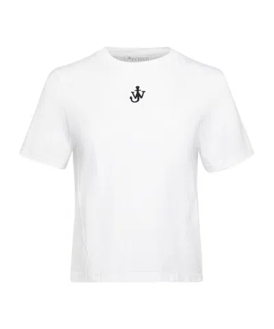 JW ANDERSON JW ANDERSON ANCHOR LOGO CROPPED PANELLED T-SHIRT