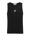 Jw Anderson Black Sleeveless Top With Logo Embroidery On The Front In Black