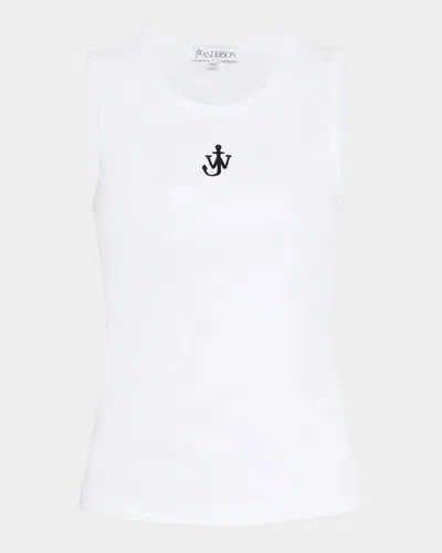 Jw Anderson Anchor Embroidered Tank Top In White