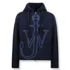 Jw Anderson Anchor Embroidered Zip Hoodie In Black