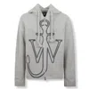 Jw Anderson Anchor Embroidered Zip Hoodie In Neutral
