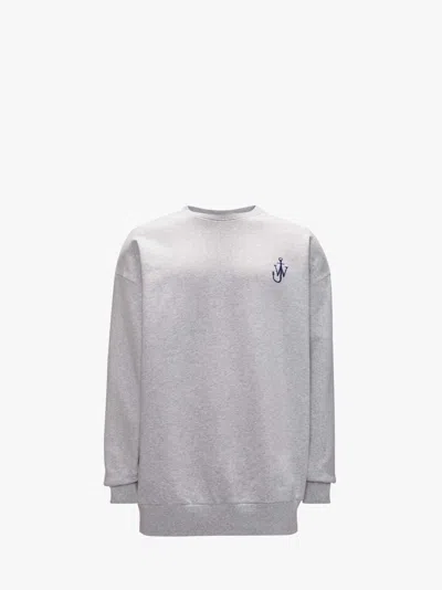 Jw Anderson Anchor Embroidery Back Print Sweatshirt In Grey