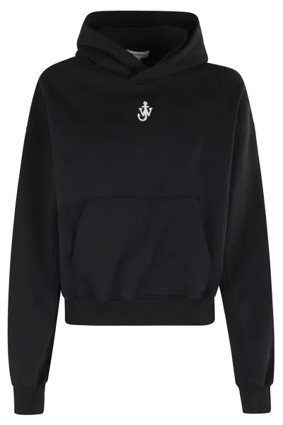 JW ANDERSON ANCHOR EMBROIDERY CROPPED HOODIE
