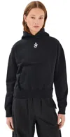 Jw Anderson J. W. Anderson Cropped Black Hoodie With Subtle Branding And Relaxed Fit In Black