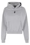 Jw Anderson Anchor Embroidery Cropped Hoodie Grey Melange In Gray