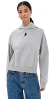 Jw Anderson Anchor Embroidery Cropped Hoodie Grey Melange In Gray