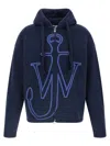 Jw Anderson J. W. Anderson Zip-up Hooded Sweater With Contrasting Logo In Blue