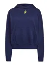 Jw Anderson Cropped Hoodie With Anchor Embroidery In Blue