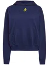 Jw Anderson Cropped Hoodie With Anchor Embroidery In Blue