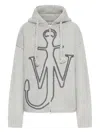 Jw Anderson J. W. Anderson Hooded Grey Wool Sweater With Anchor Embroidery In Gray
