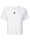Jw Anderson J.w.anderson 'anchor Embroidery Pannelled Cropped' T Shirt In White