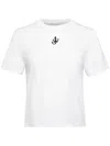 Jw Anderson Mens White Anchor-embroidery Crop Cotton-jersey T-shirt In White