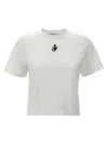 Jw Anderson Mens White Anchor-embroidery Crop Cotton-jersey T-shirt In White