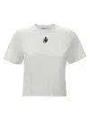 Jw Anderson 'anchor Embroidery Pannelled Cropped' T-shirt In White