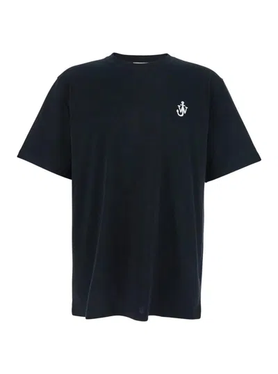 Jw Anderson Anchor Embroidery T-shirt In Black