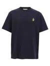 Jw Anderson Blue Crewneck T-shirt With Logo Embroidery On The Front