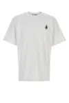 Jw Anderson Men White Crewneck T-shirt With Logo Embroidery On The Front In Cotton Man