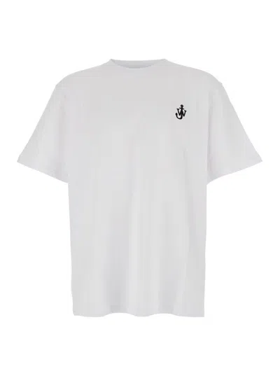 JW ANDERSON WHITE T-SHIRT WITH LOGO ON THE FRONT IN COTTON MAN