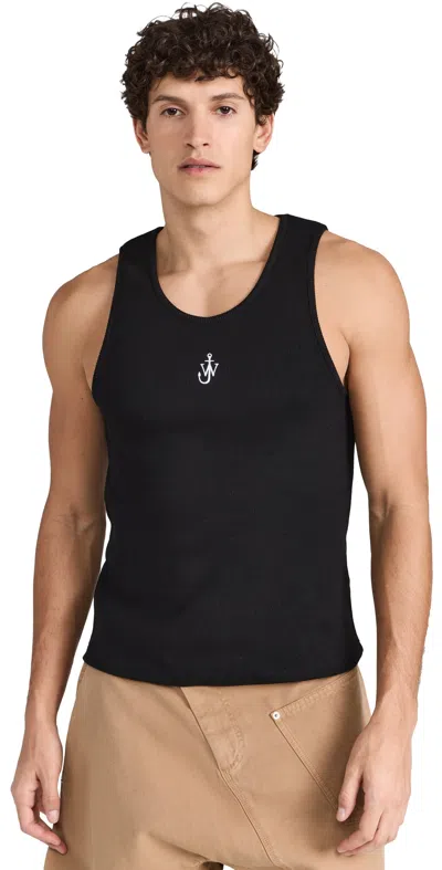 JW ANDERSON ANCHOR EMBROIDERY TANK TOP BLACK