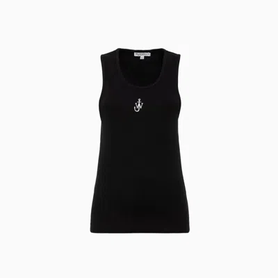 Jw Anderson Anchor Embroidery Top In Black