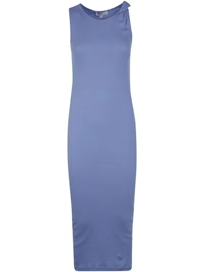 Jw Anderson J. W.anderson Anchor Embroidery Twisted Strap Dress By J. W.anderson In Blue