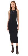 Jw Anderson Anchor Logo Twist Strap Rib Tank Dress In Black