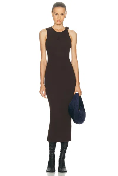 Jw Anderson Anchor Embroidery Twisted Strap Dress In Brown