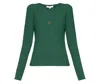 Jw Anderson Long Sleeve Ribbed Anchor Embroidery Top In Green