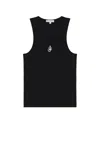 Jw Anderson Black Sleeveless Top With Logo Embroidery On The Front In Black