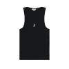 Jw Anderson Black Sleeveless Top With Logo Embroidery On The Front In Black