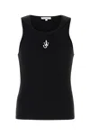 Jw Anderson Black Sleeveless Top With Logo Embroidery On The Front